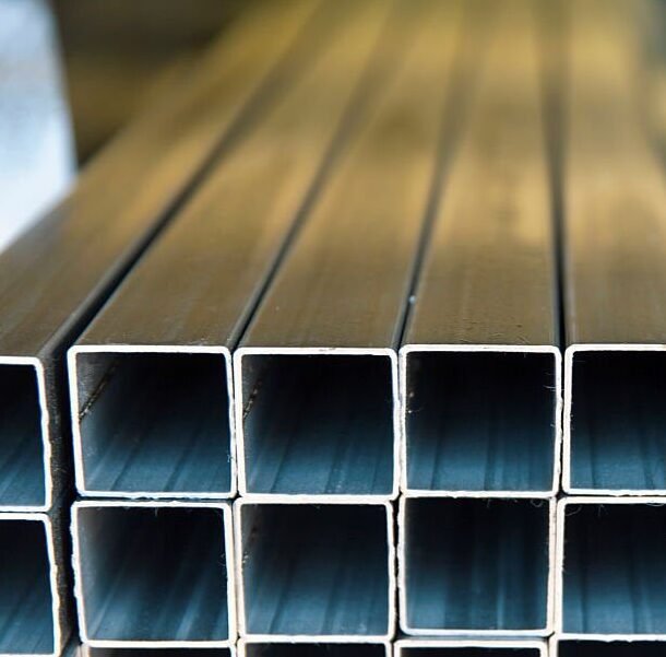 silver metal pipes close up