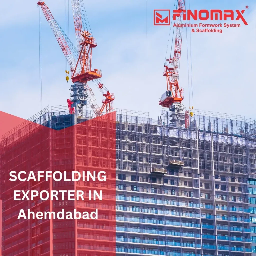 Export-ready scaffolding components packaged on pallets at a manufacturing facility in Ahmedabad, prepared for international shipping