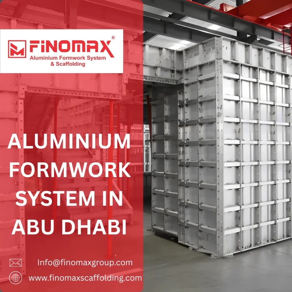 Complete aluminium formwork system arranged for slab and wall casting at a high rise project in Abu Dhabi