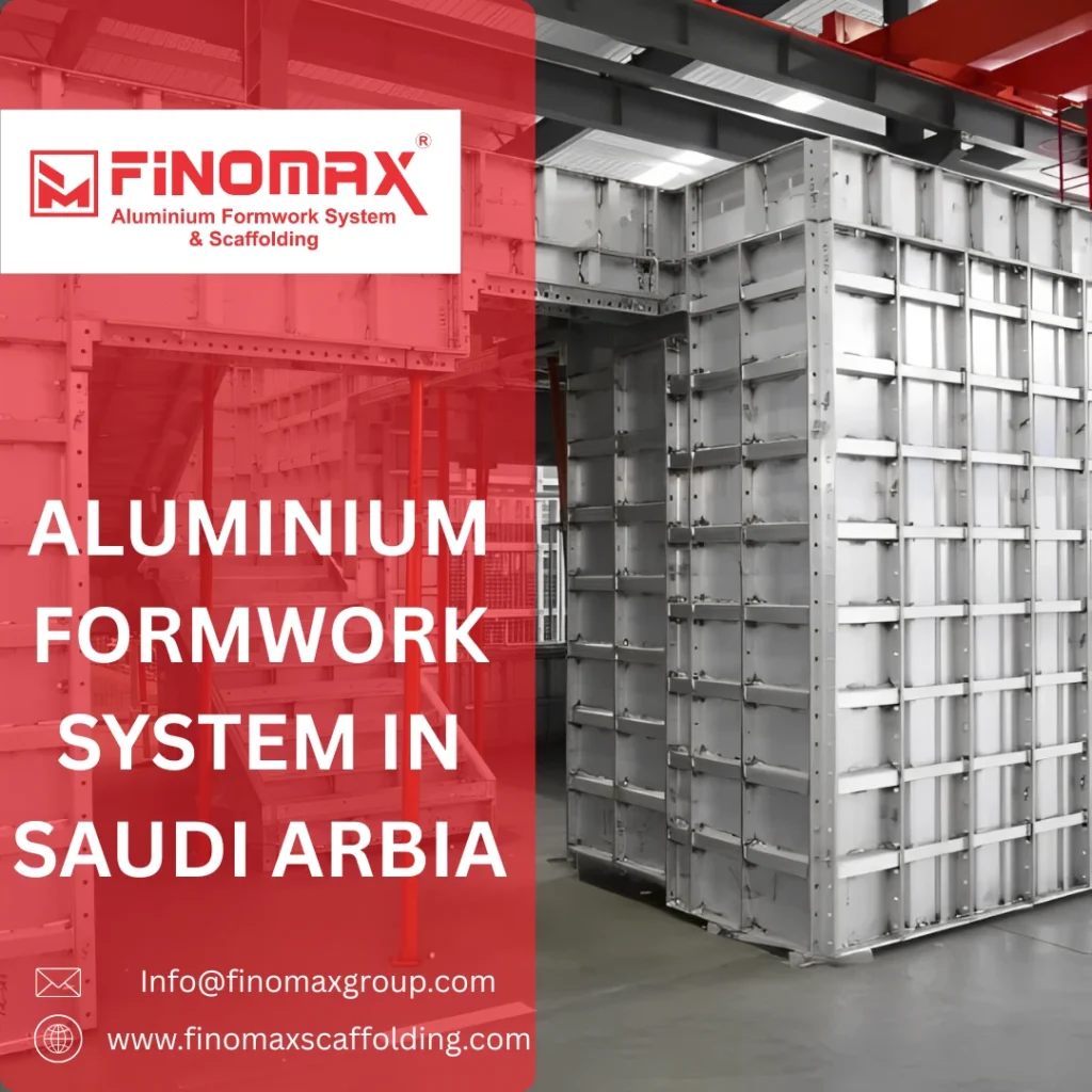 Complete aluminium formwork system arranged for slab and wall casting at a high rise site in Saudi Arabia